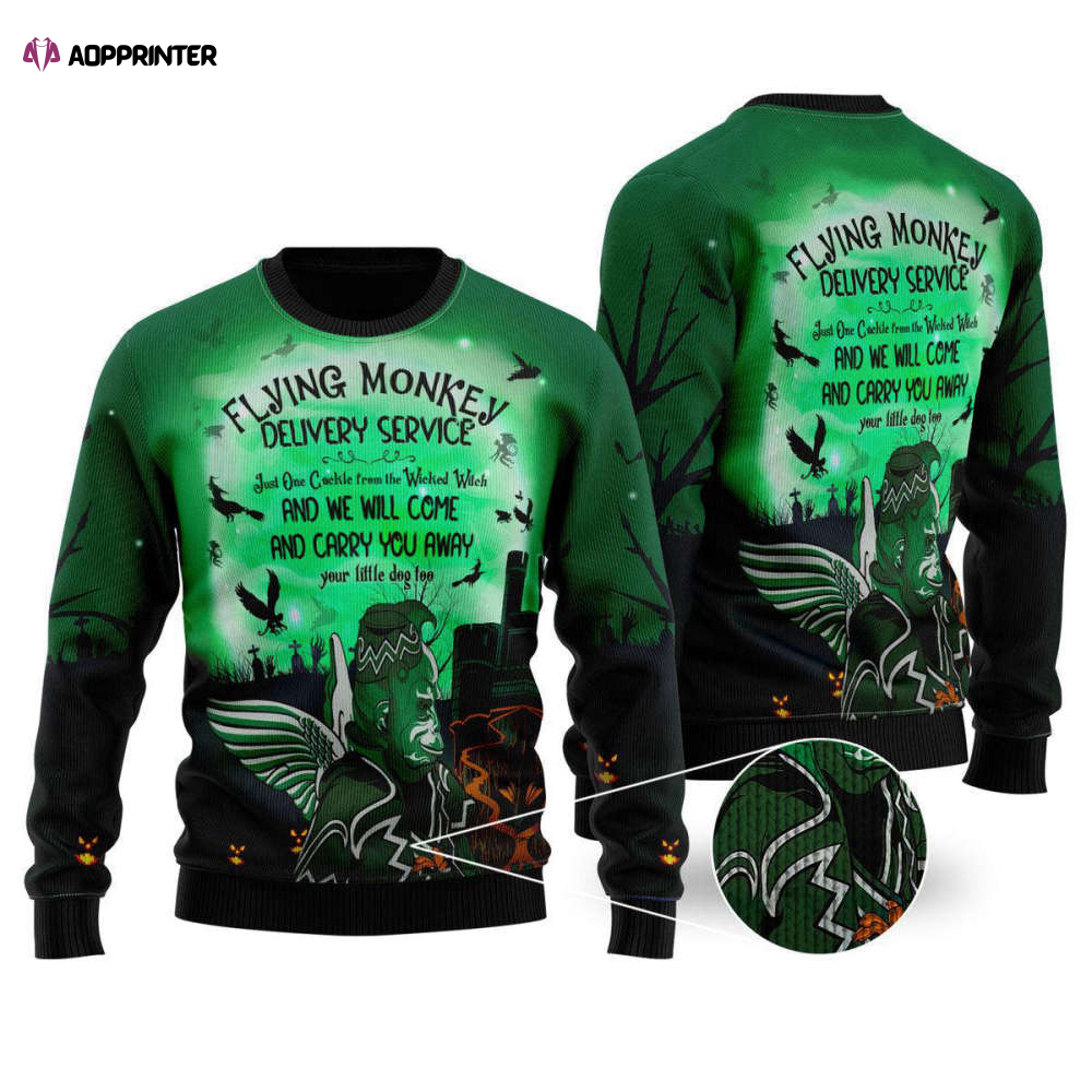 Witchcraft Flying Monkey Ugly Christmas Sweater – Spooky Halloween Attire for Men & Women