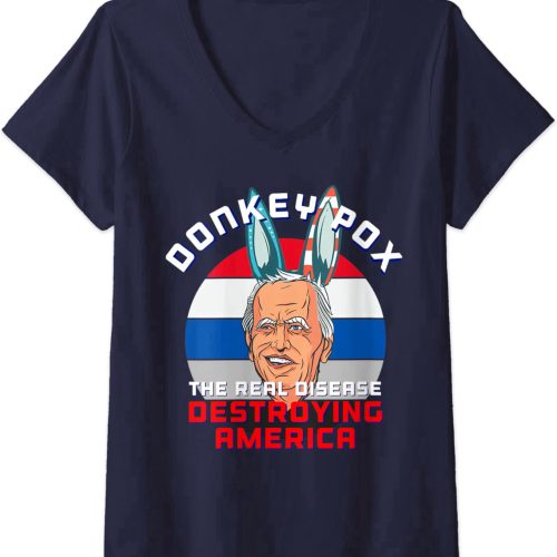Womens Donkey Pox Great MAGA King Trump UltrA MAGA US Independence V-Neck T-Shirt