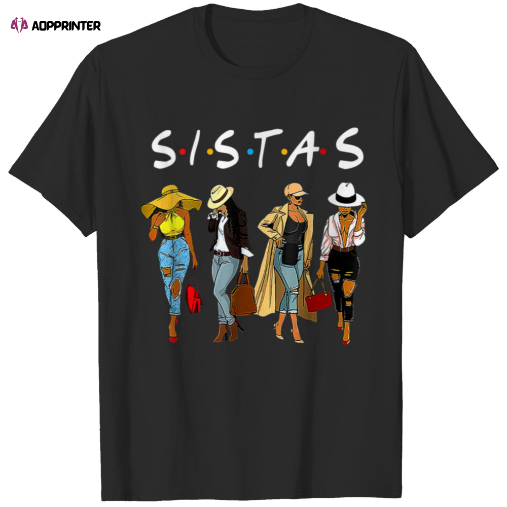 Womens Proud Black Sistas Queen Melanin African American Women T-shirt