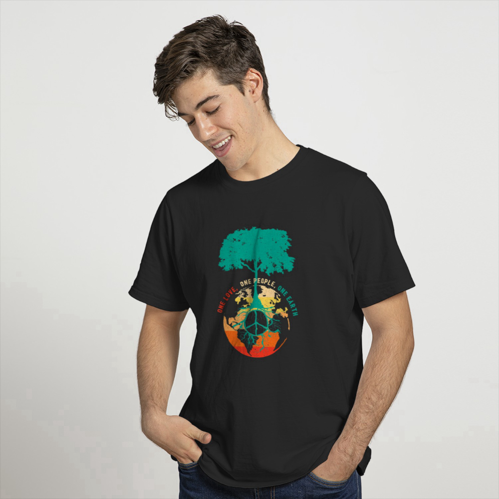 World Peace Tree Love People Earth Day 60s 70s Hippie Retro T Shirt