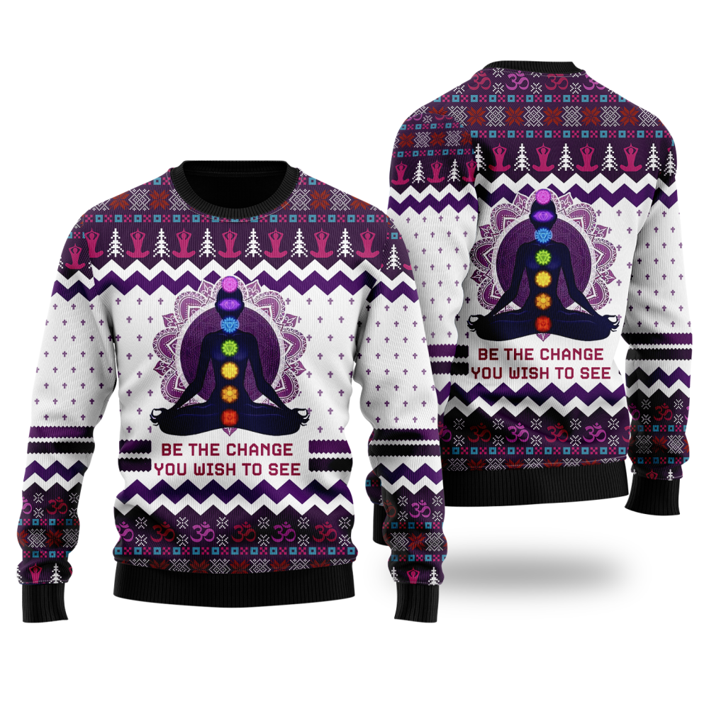 Yoga Be The Change Ugly Christmas Sweater – Men & Women Adult US4337: Festive and Comfy Attire