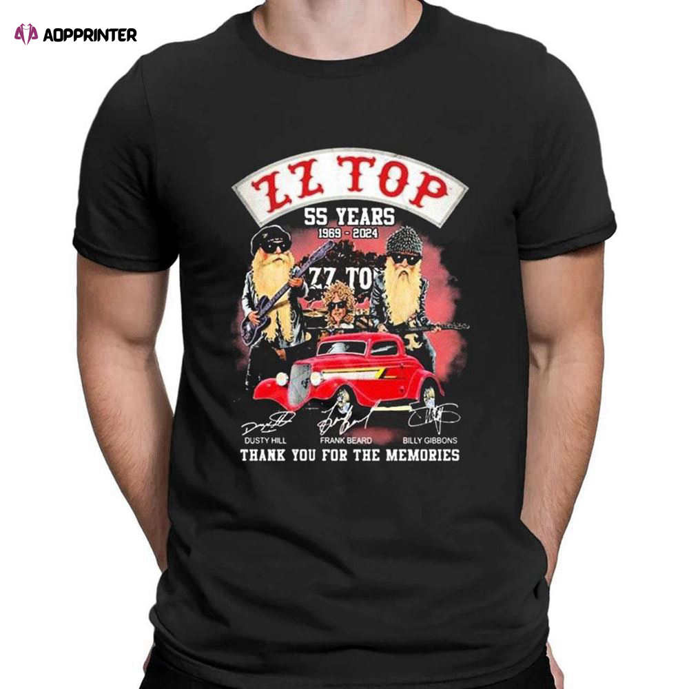 Zz Top 55 Years 1969 2024 Signatures Thank You For The Memories T-shirt