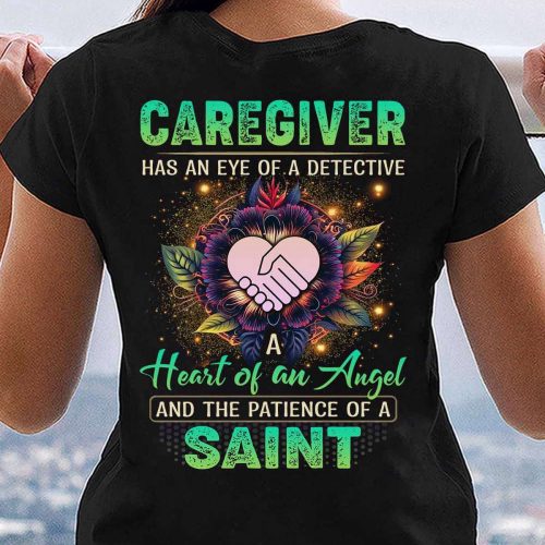 Caregiver Heart Of An Angel Black  Caregiver T-shirt Gift For Truckers