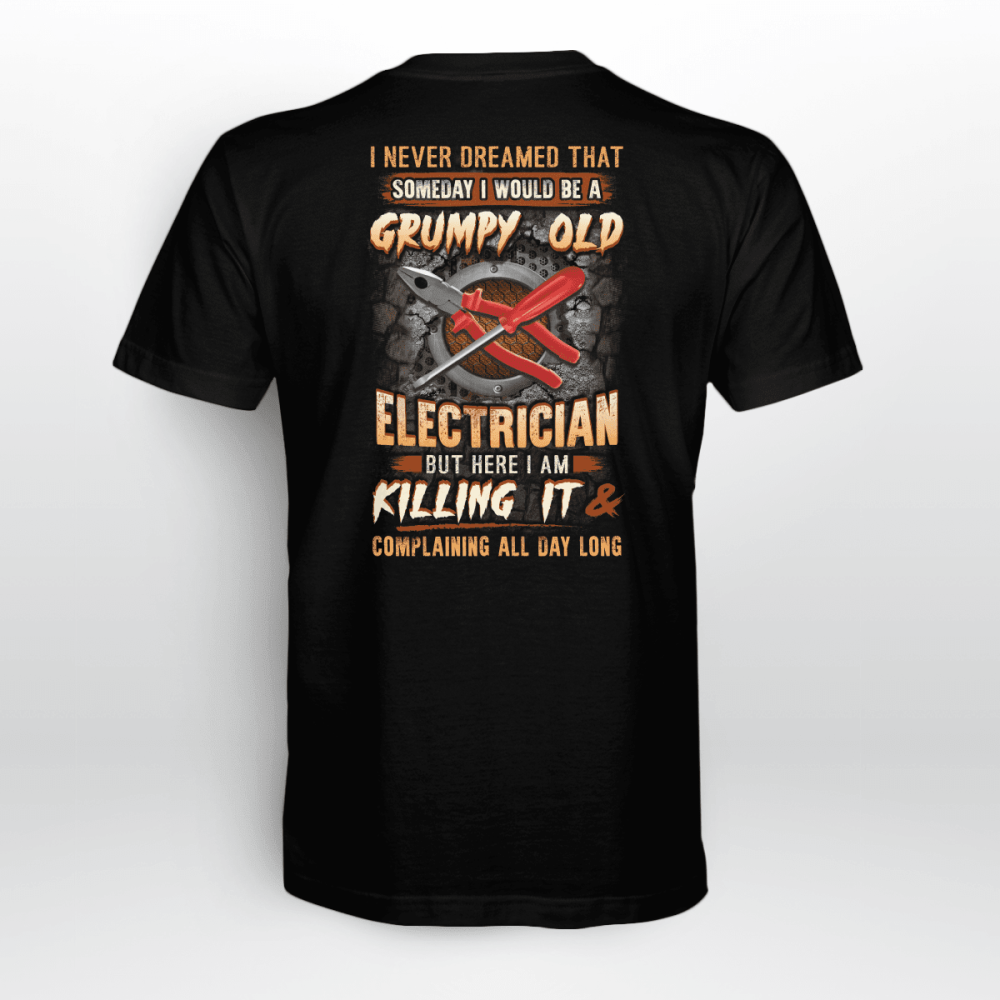 Grumpy Old Electrician Navy Blue Electrician T-shirt For Men And Women
