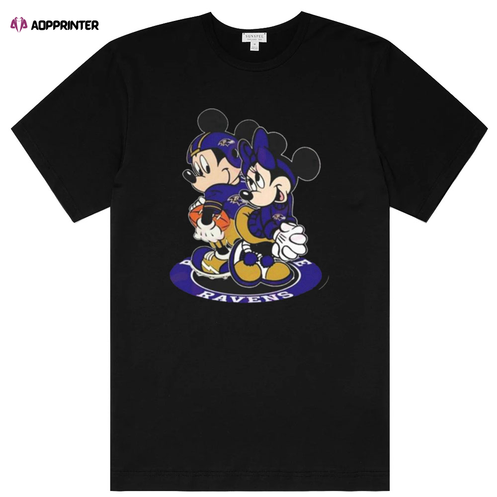 2023 NFL Baltimore Ravens Mickey Mouse And Minnie Mouse Shirt Gift For Fan