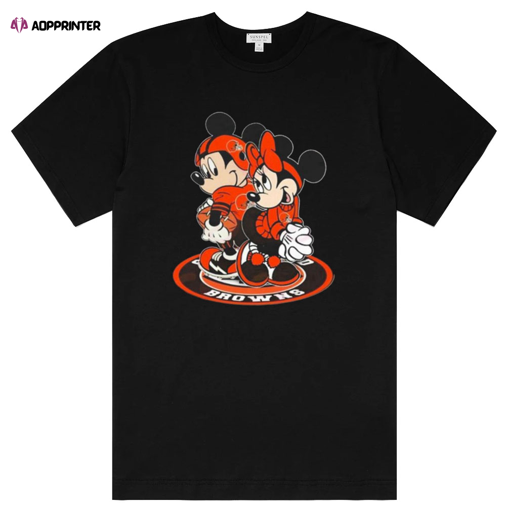 2023 NFL Cleveland Browns Mickey Mouse And Minnie Mouse Shirt Gift For Fan