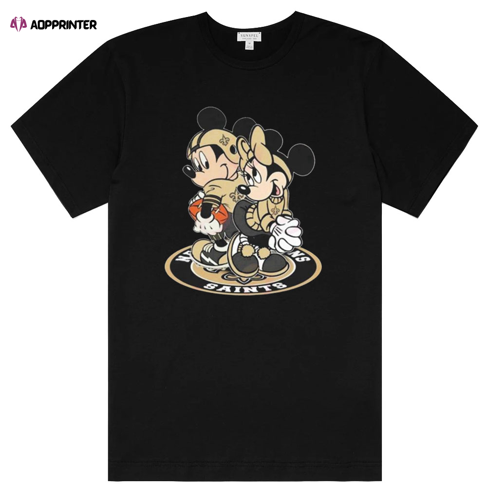 2023 NFL New Orleans Saints Mickey Mouse And Minnie Mouse Shirt Gift For Fan