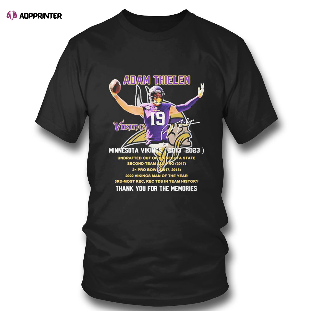 Adam Thielen Minnesota Vikings 2023 Thank You For The Memories Signature T-shirt