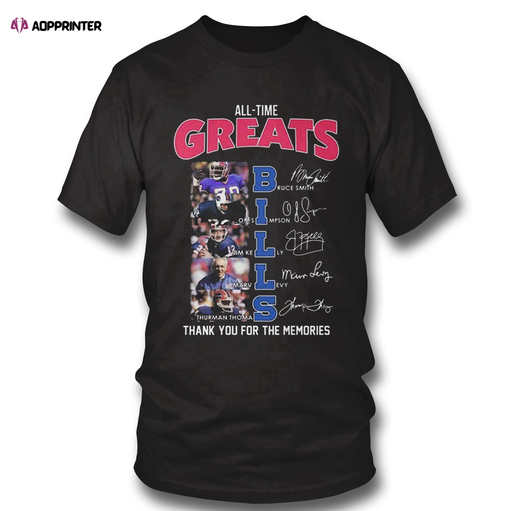 All Time Greats Thank You For The Memories Signatures Buffalo Bills T-shirt Long Sleeve, Ladies Tee