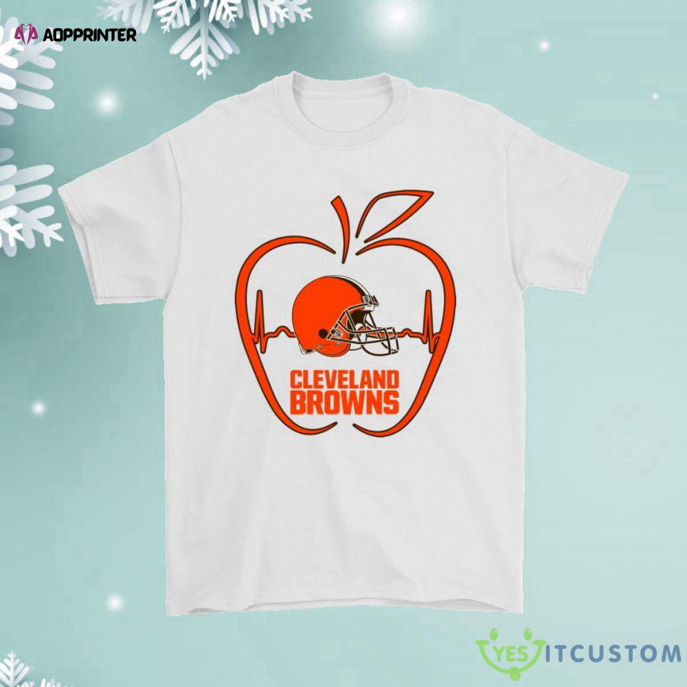 Apple Heartbeat Teacher Symbol Cleveland Browns Shirt