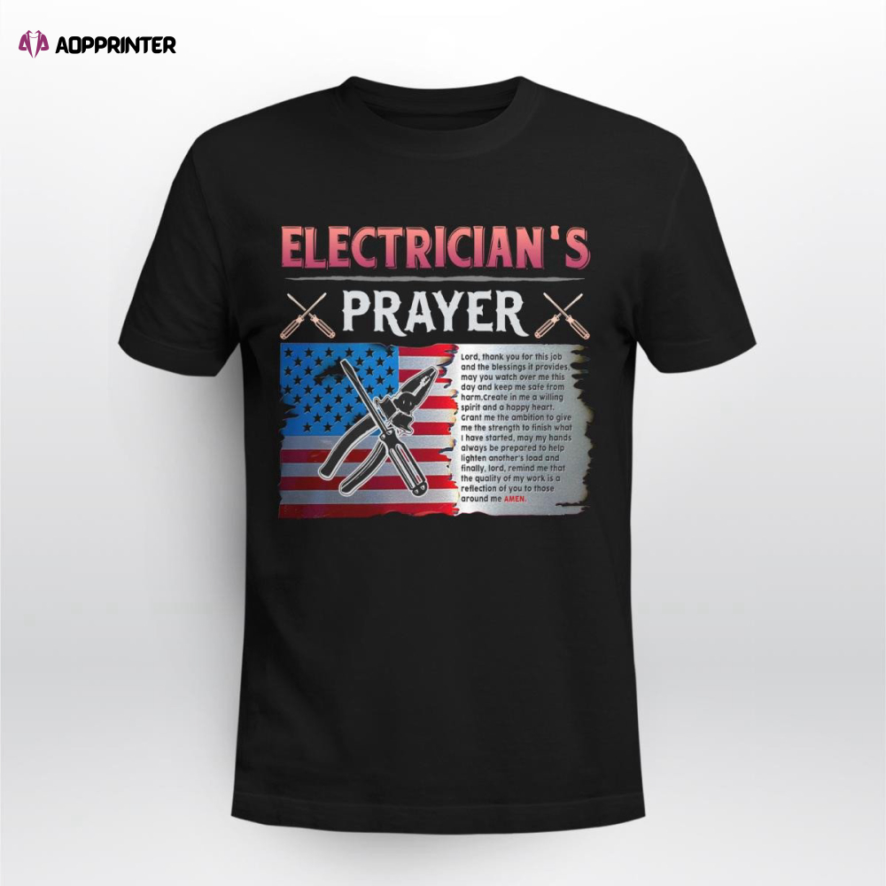 Awesome Electrician’s Prayer Black Electrician T-shirt For Men And Women
