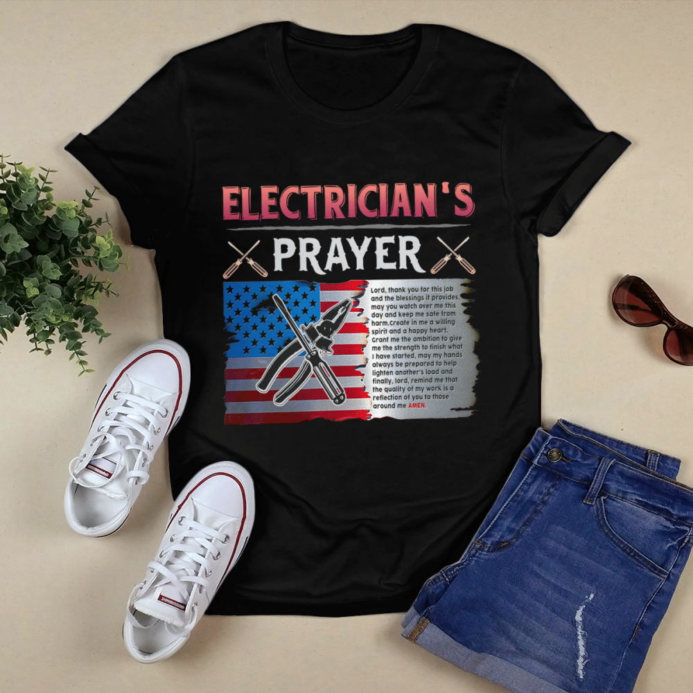 Awesome Electrician’s Prayer Black Electrician T-shirt For Men And Women