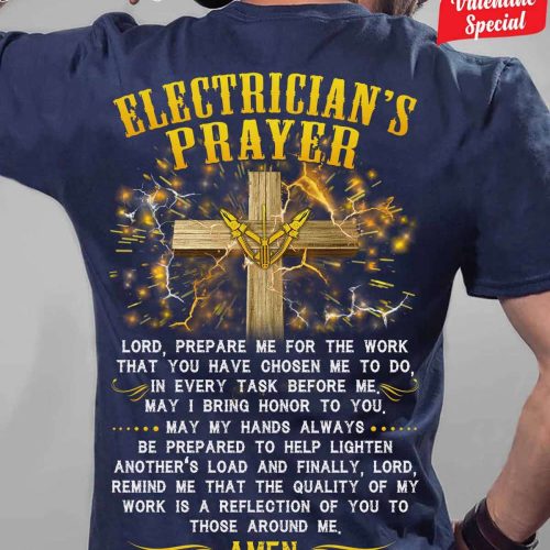 Awesome Electrician’s Prayer Navy Blue Electrician T-shirt For Men And Women