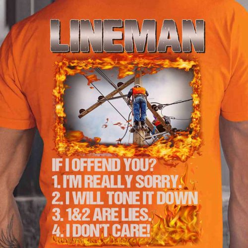 Awesome Lineman Orange   T-shirt For Men And Women