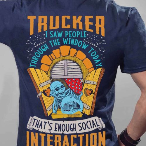Awesome Trucker Navy Blue Trucker T-shirt Gift For Father And Truckers