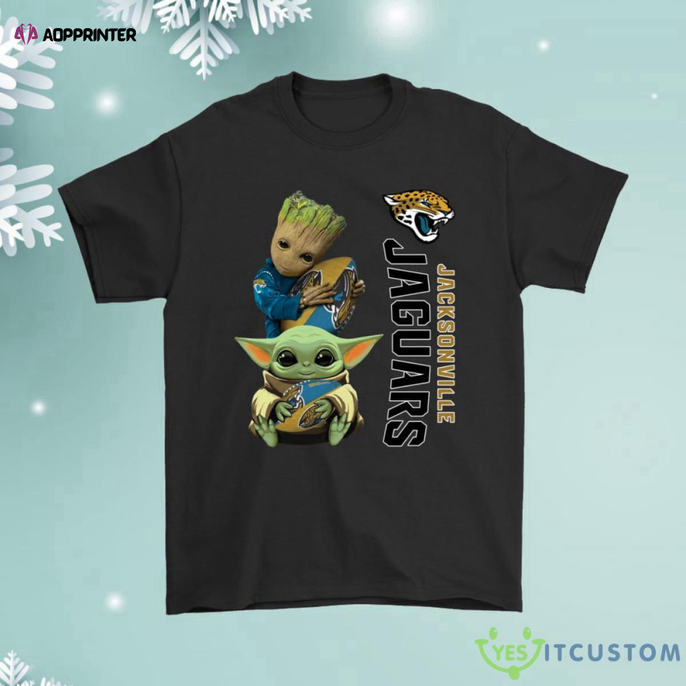 Baby Yoda And Groot Hug Jacksonville Jaguars Shirt