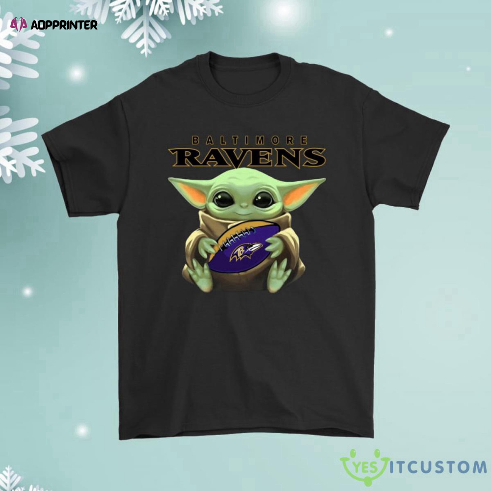 Baby Yoda Loves The Baltimore Ravens Star Wars Shirt