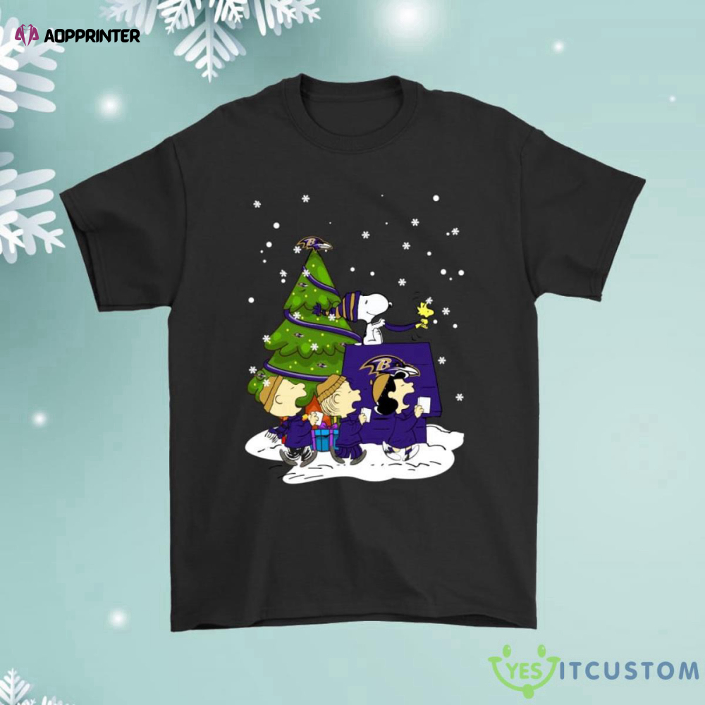 Baltimore Ravens Are Coming To Town Snoopy Christmas Shirt
