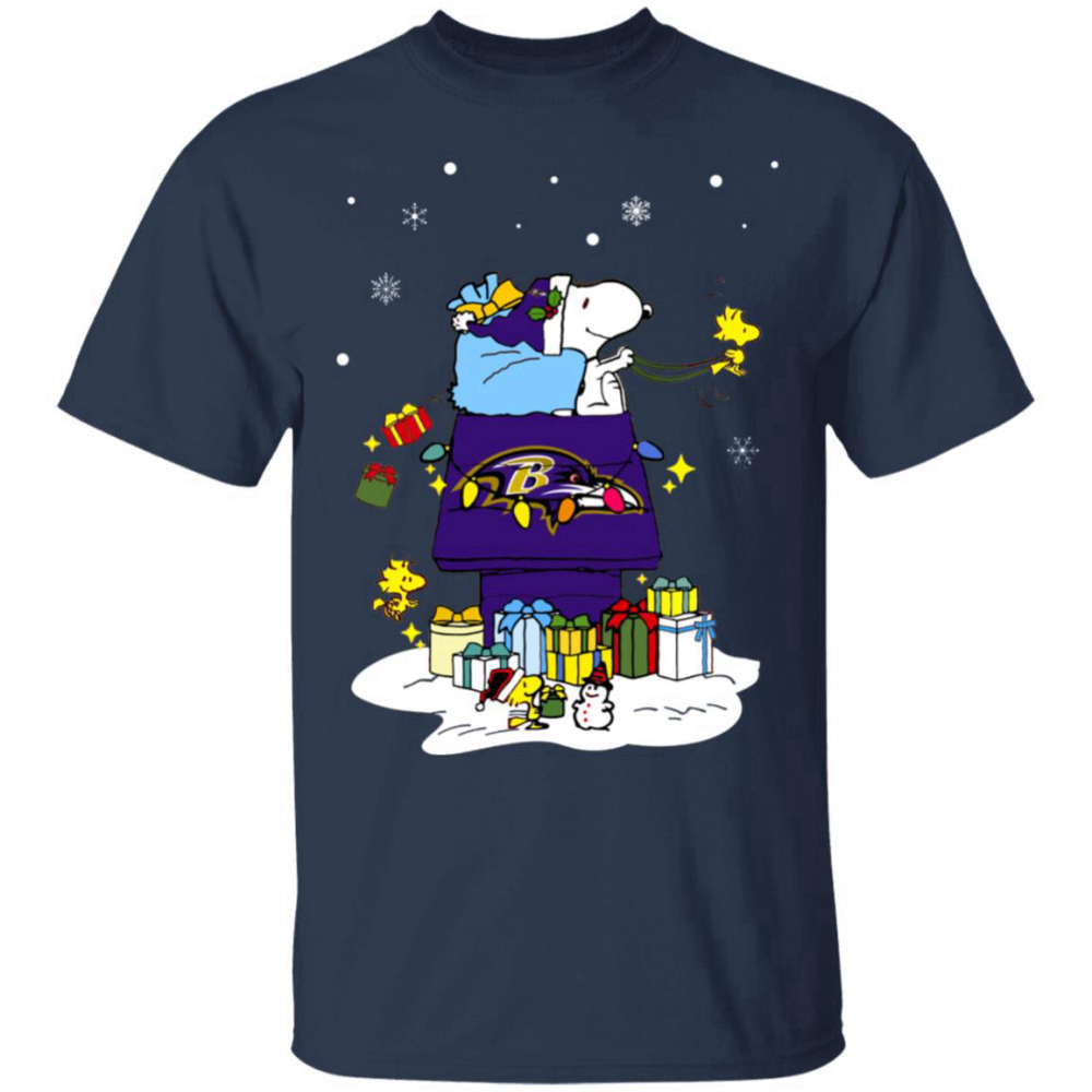 Baltimore Ravens Santa Snoopy Wish You A Merry Christmas Shirt