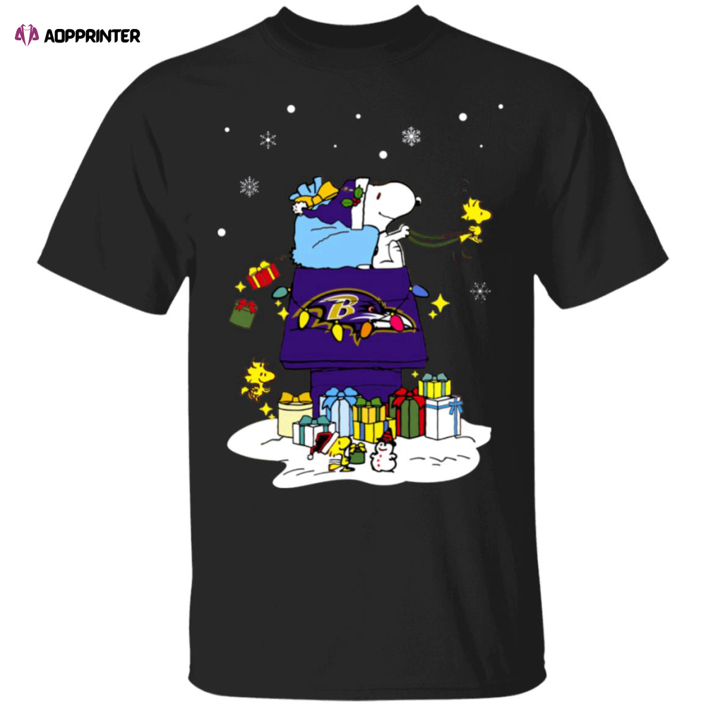 Baltimore Ravens Santa Snoopy Wish You A Merry Christmas Shirt