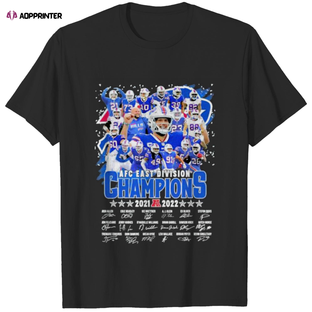 Buffalo Bills AFC East division champions 2021 2022 signatures new 2022 T-Shirt