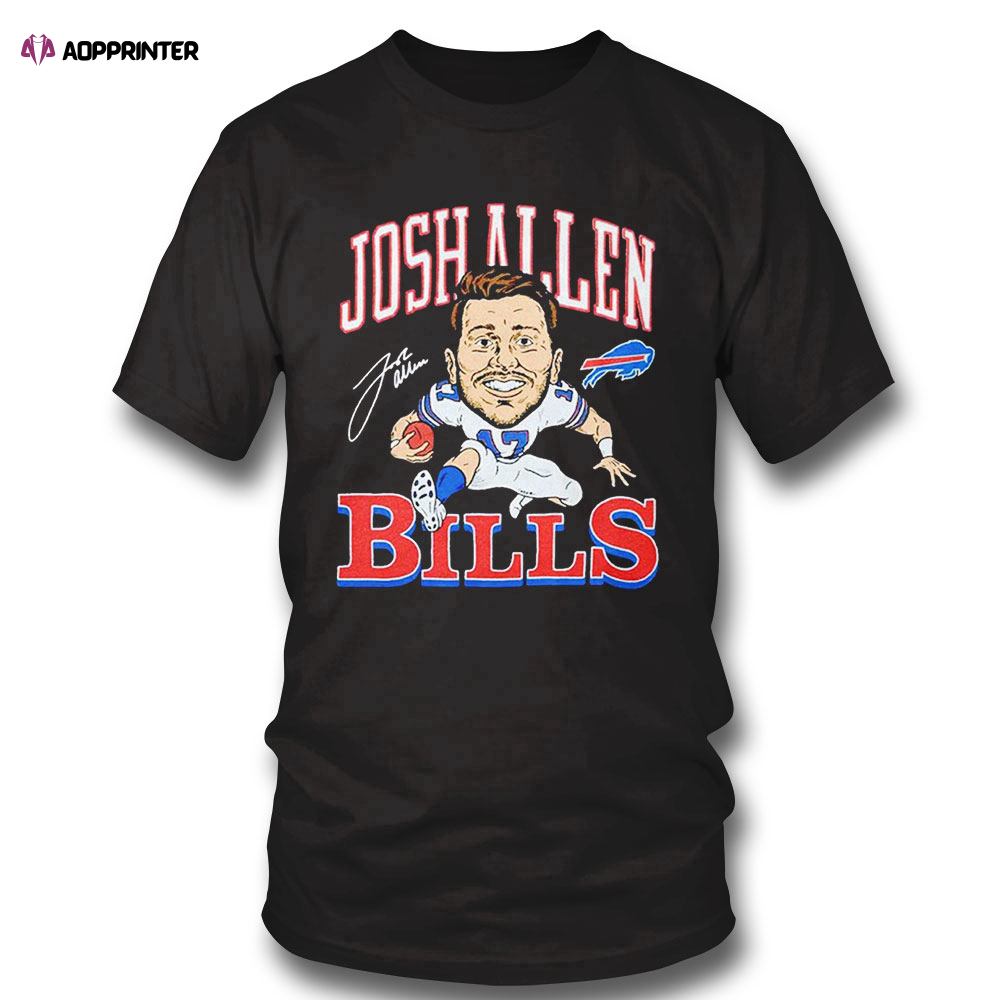 Buffalo Bills Cartoon Signature Josh Allen T-shirt Hoodie, Long Sleeve, Tank Top