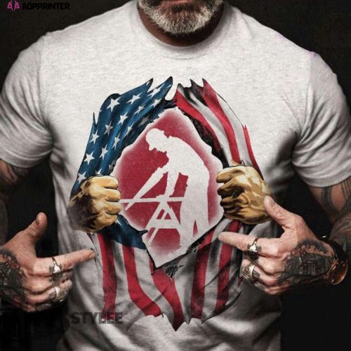 Carpenter American Flaf Tear Off Graphic Unisex T-shirt For Men And Women