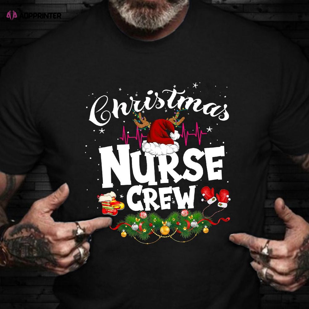 Christmas Nurse Crew Shirt Santa Hat Reindeer T-Shirt Christmas Gift Ideas For Nurses