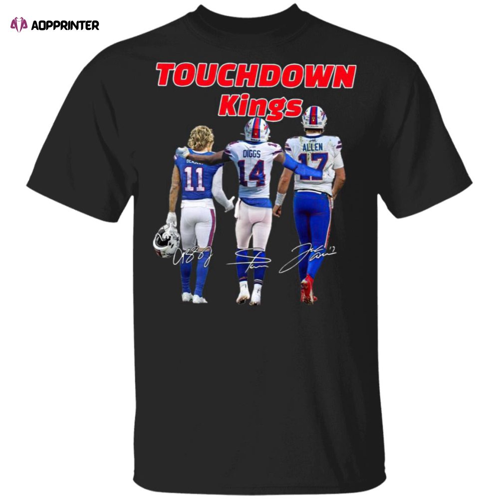 Cole Beasley Stefon Diggs and Josh Allen Buffalo Bills touchdown Kings signatures shirt