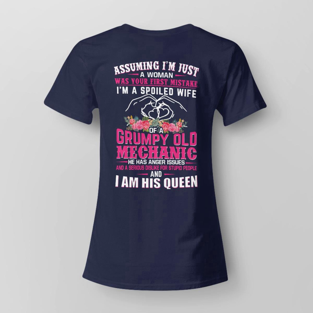 Cute Mechanic’s Lady Navy Blue Mechanic T-shirt For Men And Women