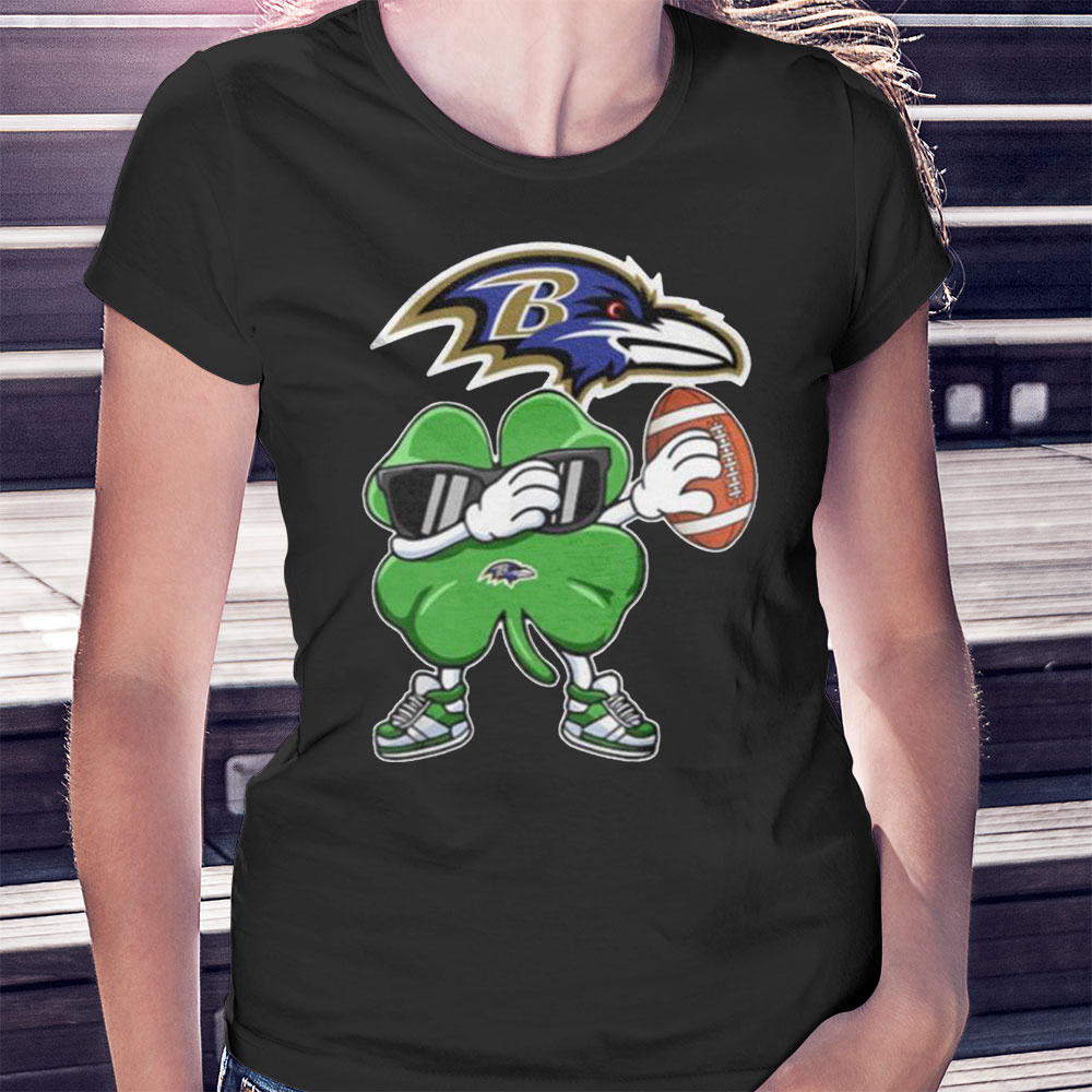 Dabbing Four Leaf Clover Nfl Baltimore Ravens Football St Patricks Day Shirt