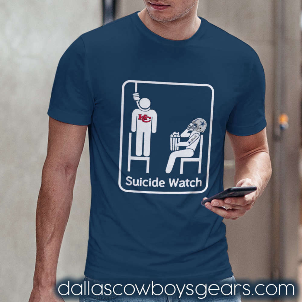 Dallas Cowboys Shirts For Women – Kansas City Chiefs Suicide Watch With Popcorn Funny Shirt
