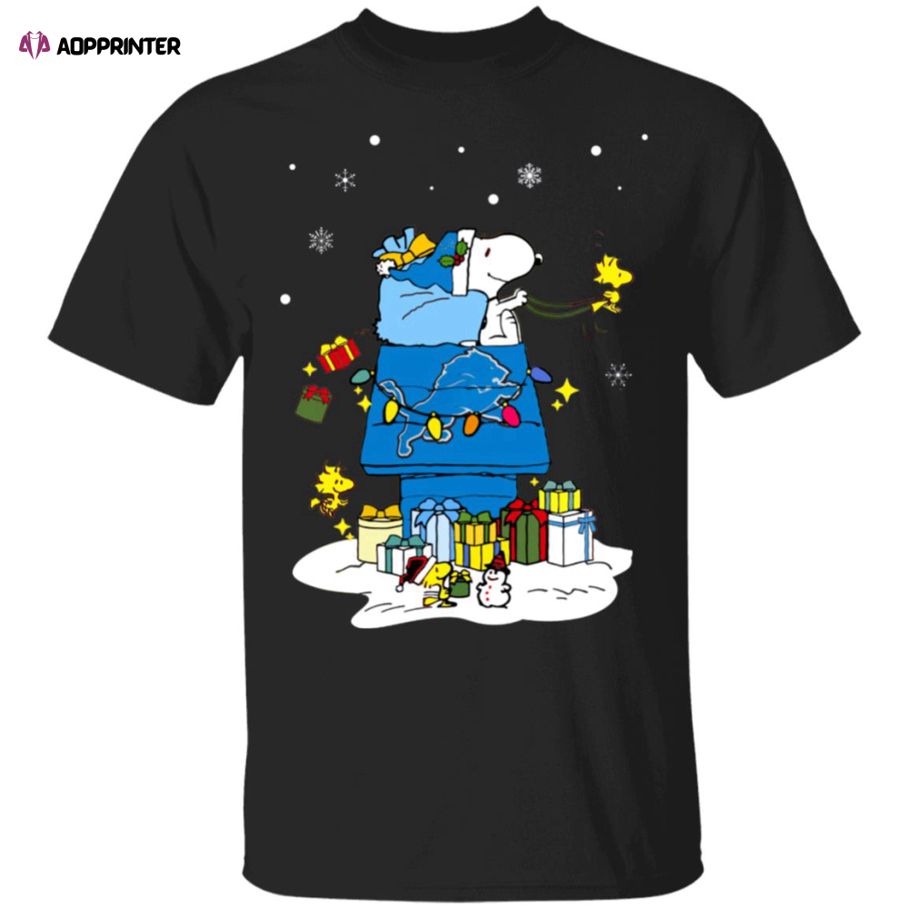 Detroit Lions Santa Snoopy Wish You A Merry Christmas Shirt