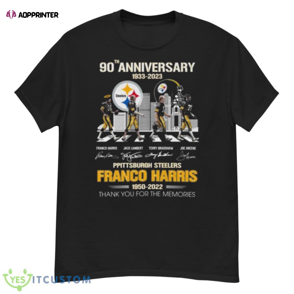 Franco Harris Pittsburgh Steelers 1950 2022 thank you for the memories signatures shirt