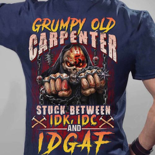 Grumpy Old Carpenter Navy Blue Carpenter T-shirt For Men And Women