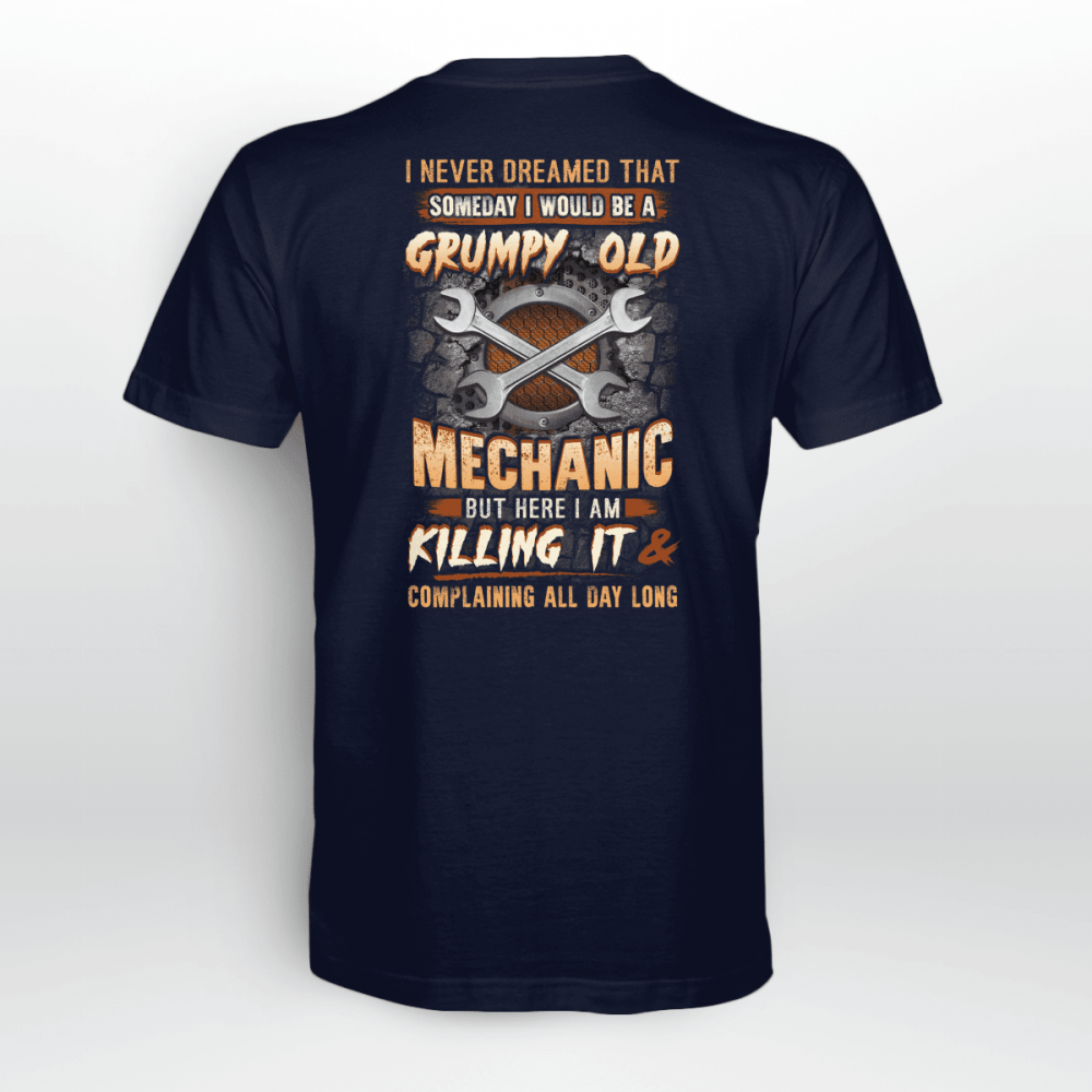 Grumpy old Mechanic Navy Blue Mechanic  T-shirt For Men And Women