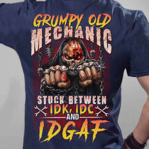 Grumpy Old Mechanic Navy Blue Mechanic T-shirt For Men And Women