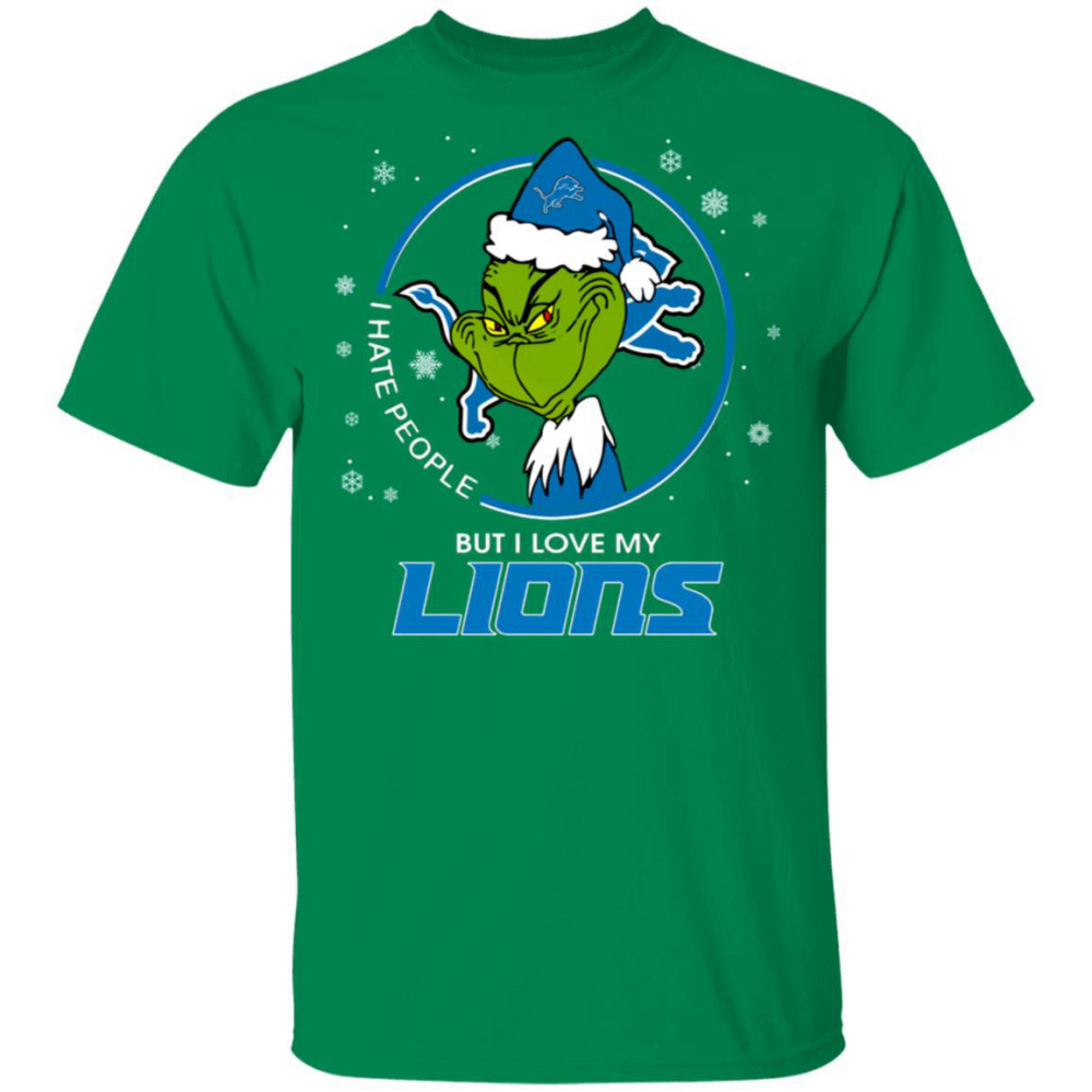 I Hate People But I Love My Detroit Lions Grinch Shirt