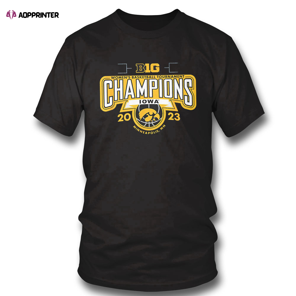 Iowa Hawkeyes Big Ten Champs Womens Basketball 2023 Logo Sweat Shirt Ladies Tee
