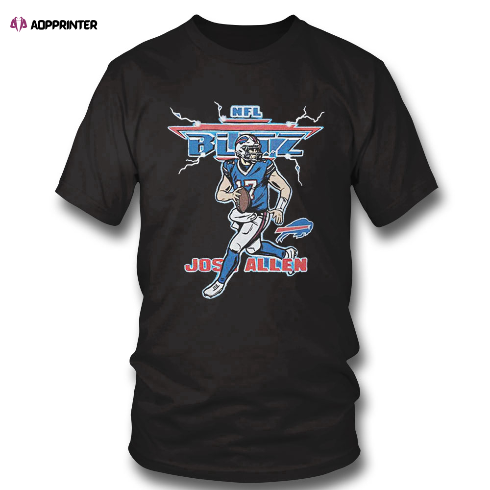 Josh Allen Nfl Blitz Buffalo Bills Lighting Retro Buffalo Bills T-shirt Long Sleeve, Ladies Tee