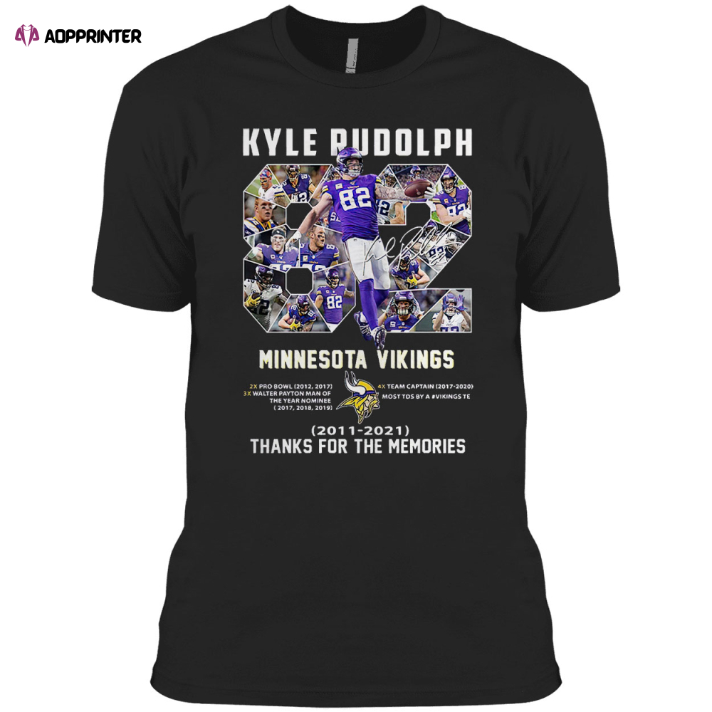 Kyle Rudolph Minnesota Vikings 2011-2023 thanks you for the memories signature shirt