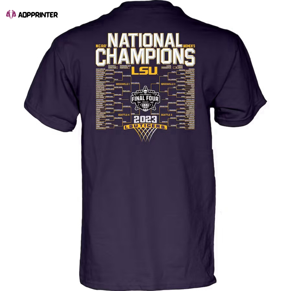 Lsu Tigers Blue 84 2023 Ncaa Womens Basketball National Champions Bracket T-shirt