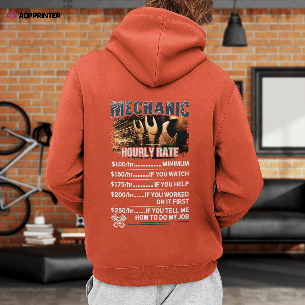 Mechanic’s Hourly Rate Mechanic Orange T-shirt For Men And Women