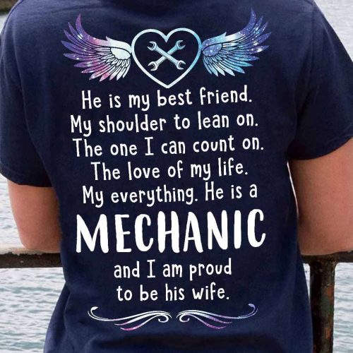 Mechanic’s Lady Navy Blue Mechanic T-Shirt For Men And Women