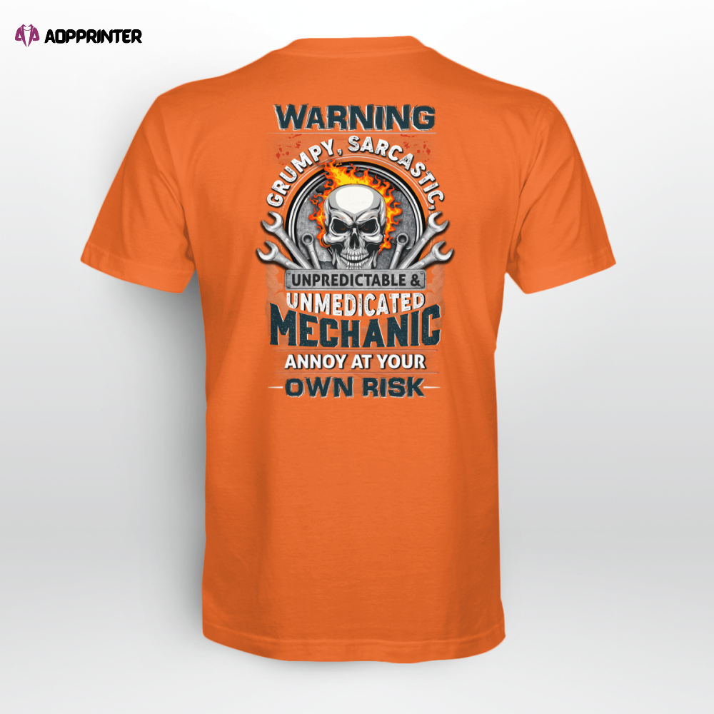 Mechanic’s Warning – Orange T-shirt For Men And Women