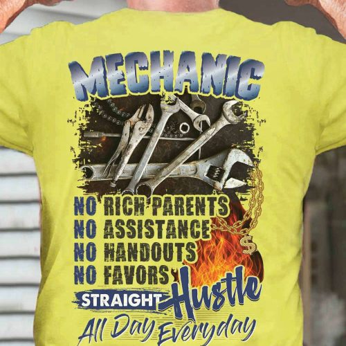 Mechanic Straight Hustle All day Everyday Daisy Yellow T-shirt