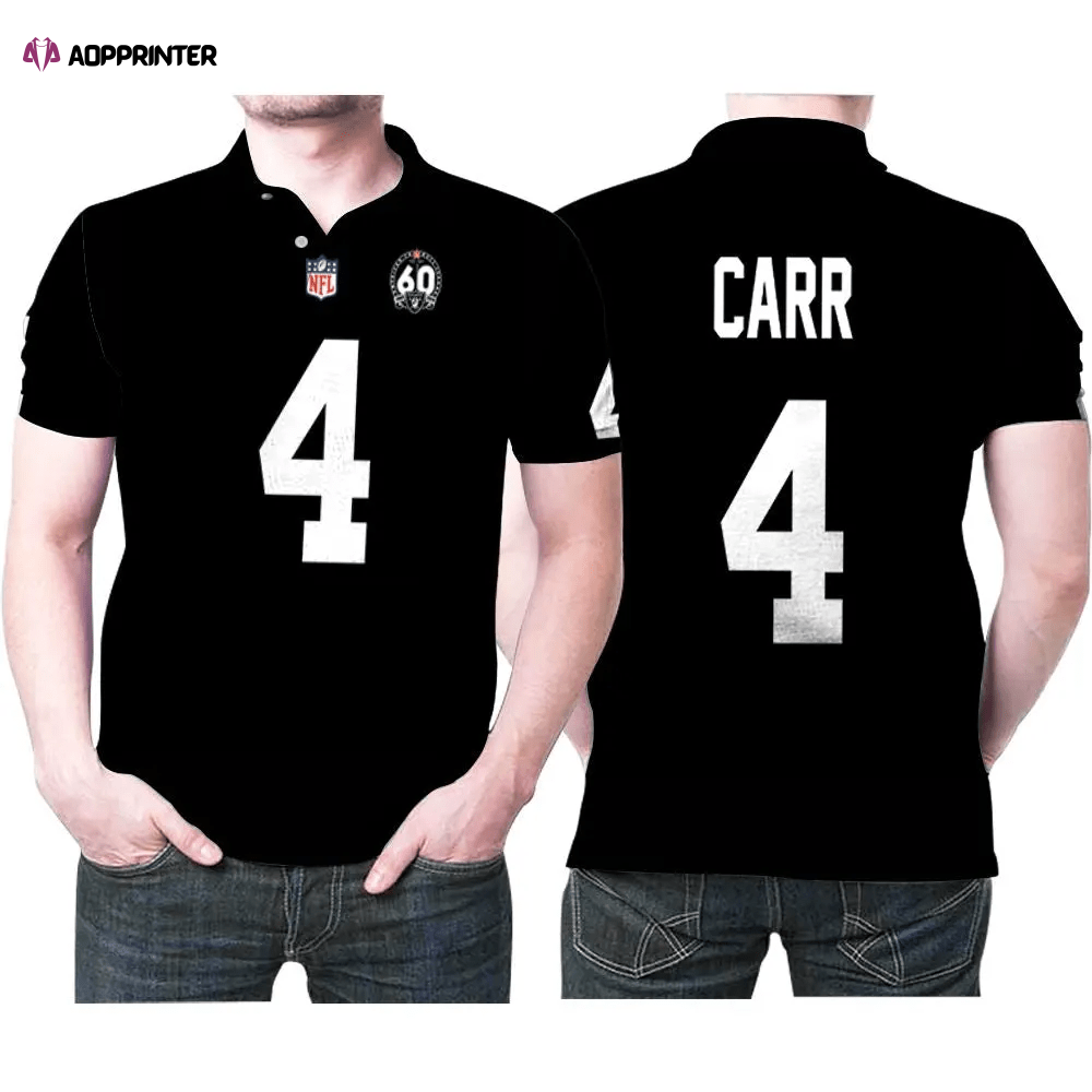 Mens & Womens Las Vegas Raiders Derek Carr 4 Nfl Logo 3D Printed Gift For Derek Carr Fan Polo Shirt