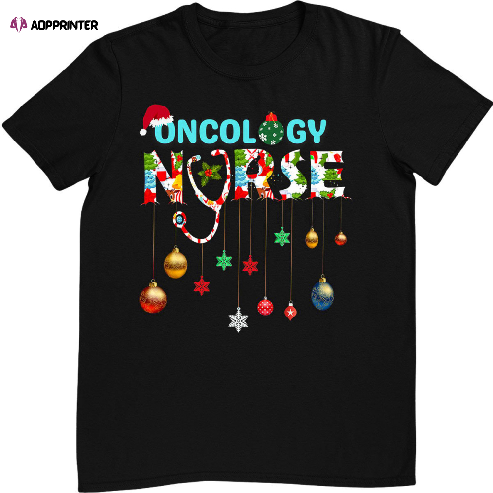 Merry Christmas Oncology Nurse RN Oncologist Nursing Gift T-shirt