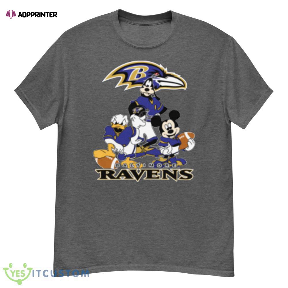 NFL Baltimore Ravens Mickey Mouse Donald Duck Goofy Football Shirt T-Shirt