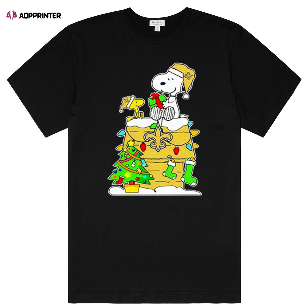 NFL New Orleans Saints Christmas Shirt Snoopy and Woodstock Merry Christmas Shirt